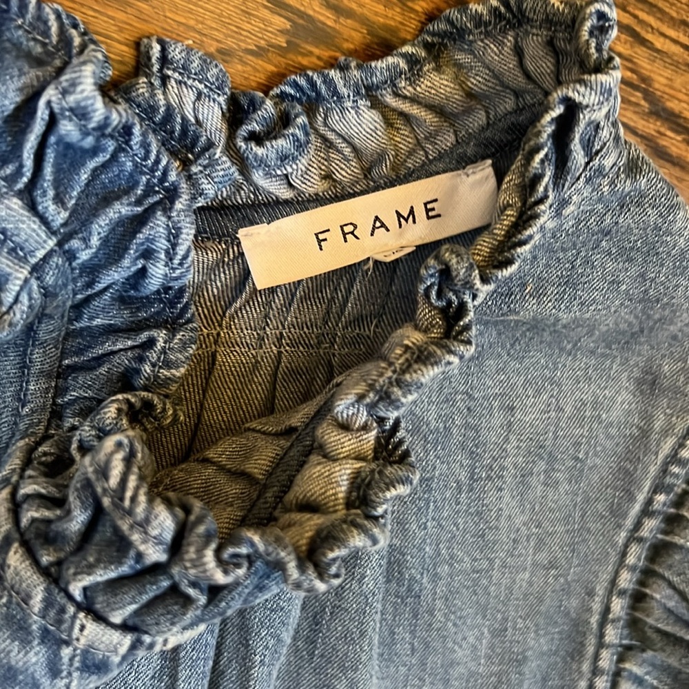 Frame Denim Ruffle Top Size Large - Picture 4 of 5